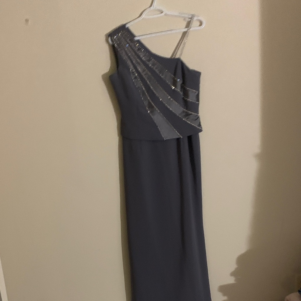 Chic One-Shoulder Gray Dress Hand Made from Junnie Leigh in New York .